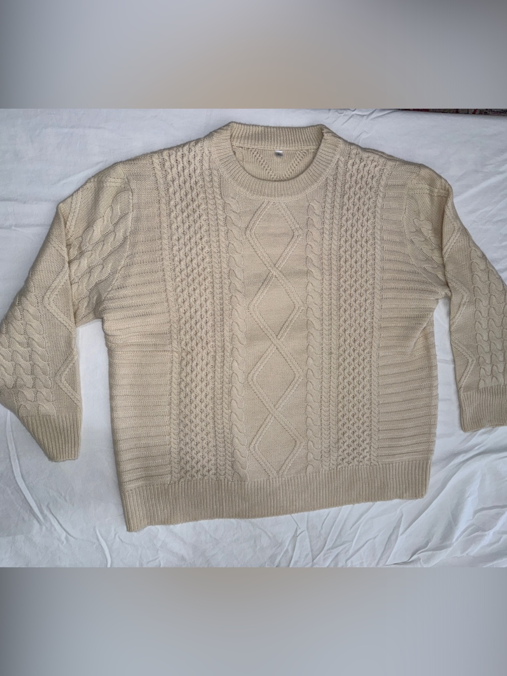 Classic Cable Knit Crewneck Sweater - Cream